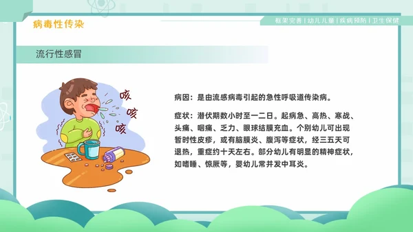 绿色卡通风幼儿园卫生保健培训PPT课件