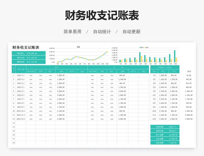 财务收支记账表