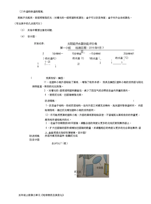 小学科学5年级探究题(全册)