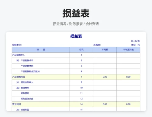 主营业务收支明细表