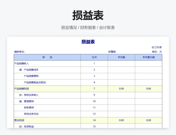 主营业务收支明细表
