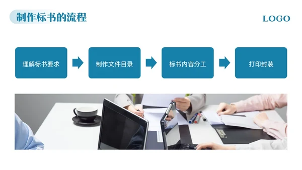 蓝色简约标书制作精益求精PPT模板宣传PPT动态PPT