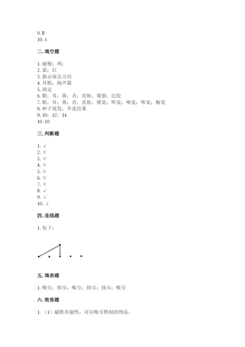 教科版二年级下册科学知识点期末测试卷含答案（达标题）.docx