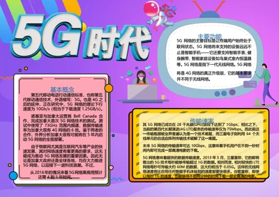 5G时代科技渐变Word小报