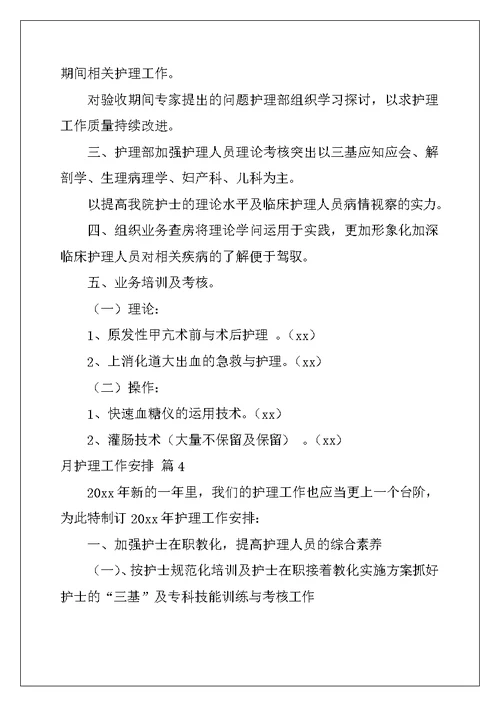 2022年月护理工作计划汇总5篇