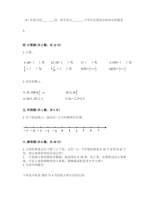 沪教版小学六年级下册数学期末综合素养测试卷附参考答案【实用】.docx