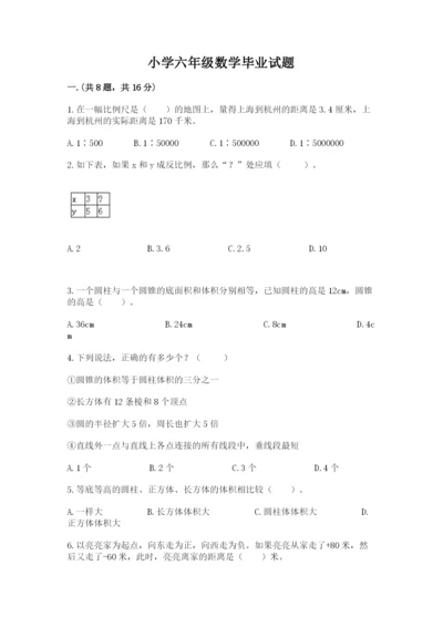 小学六年级数学毕业试题精品【名师推荐】.docx