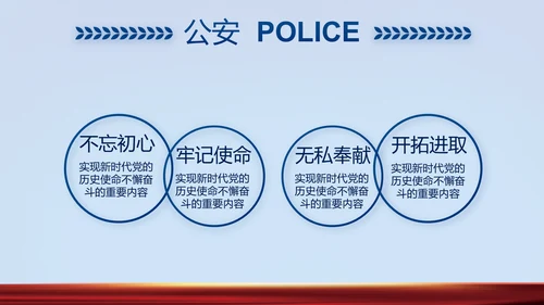蓝色公安警察风采展示动态PPT模板