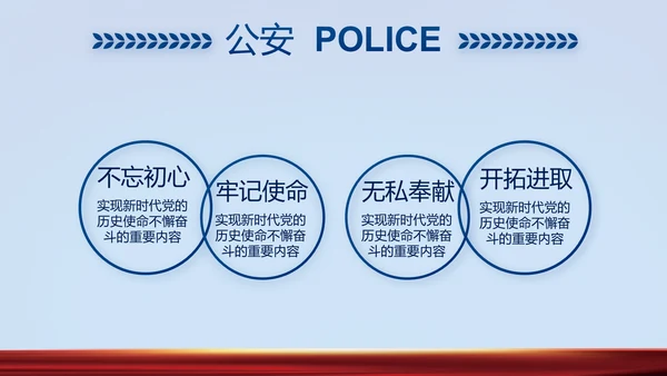 蓝色公安警察风采展示动态PPT模板