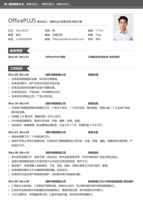 多页房地产销售简历模板