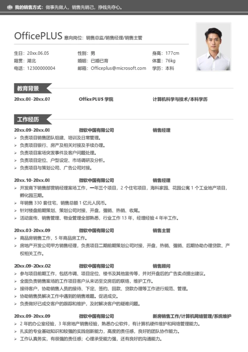 多页房地产销售简历模板
