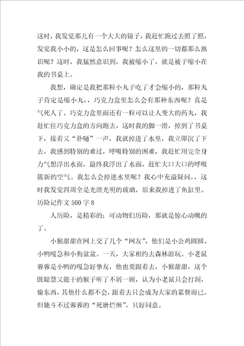 历险记作文500字28篇