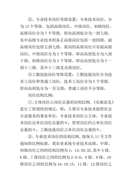 县农业局事业单位岗位设置管理情况汇报