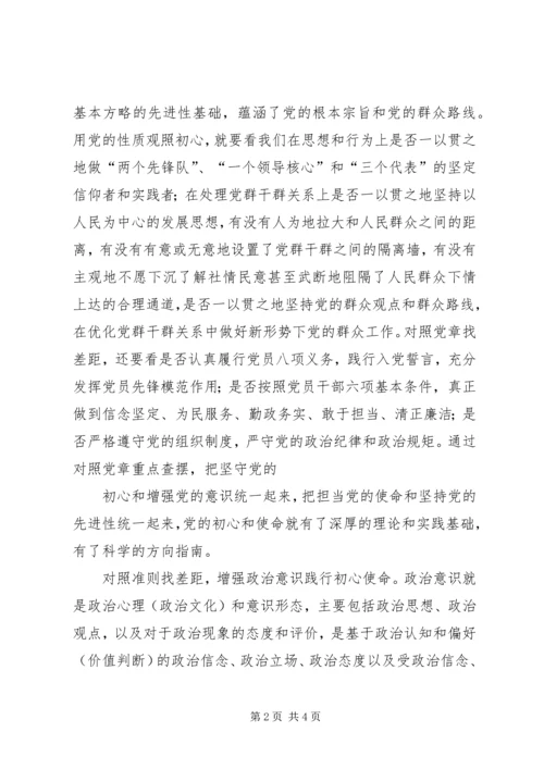 对照党章党规找差距践行初心使命强党性.docx