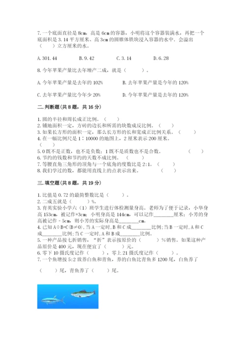 北京版小学六年级下册数学期末综合素养测试卷含答案（b卷）.docx