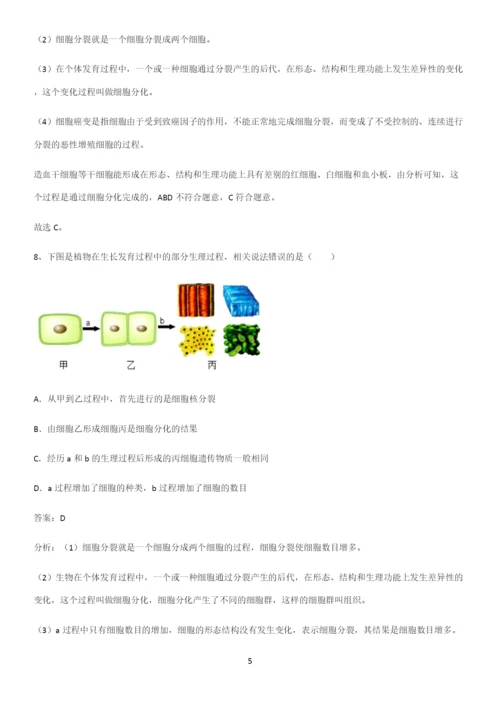 人教版初中生物七年级上册第二单元生物体的结构层次考点大全笔记.docx