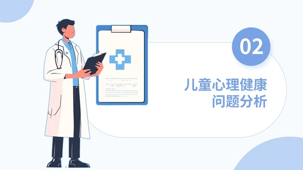 蓝色插画风儿童心理健康专员年度总结PPT模板