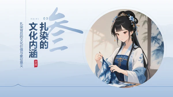 蓝色中国风非遗扎染文化技艺PPT模板