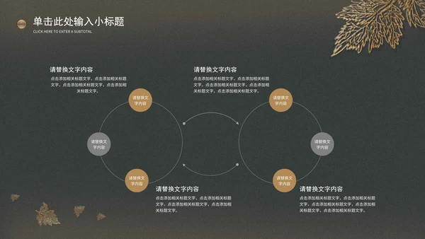 暗色树叶工作总结PPT模板
