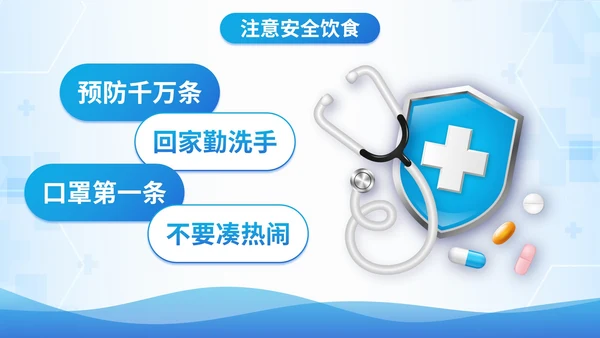 蓝色高级医疗防疫知识主题教育PPT模板