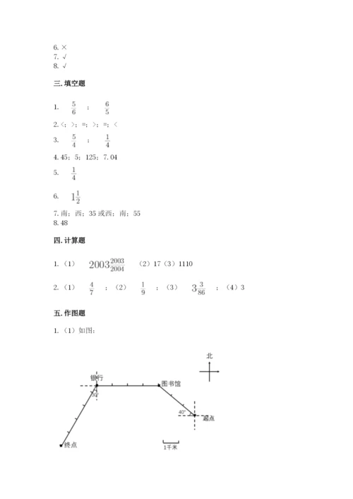 人教版六年级上册数学期中考试试卷带答案下载.docx