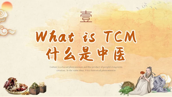 中国古风人物药材中医文化宣传演讲教学英文版PPT模板