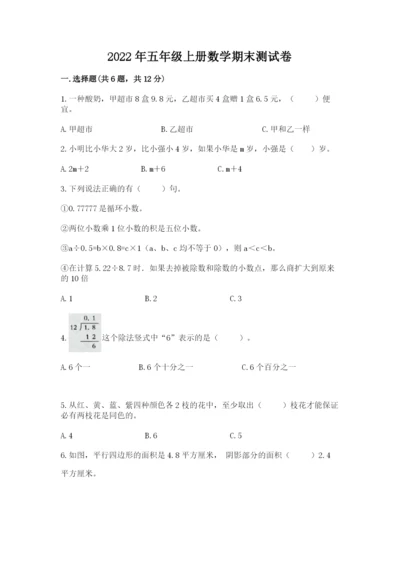 2022年五年级上册数学期末测试卷（各地真题）.docx