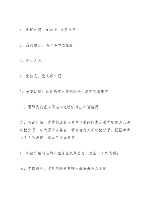 确定入党积极分子会议记录-支部确定积极分子会议记录3篇.docx