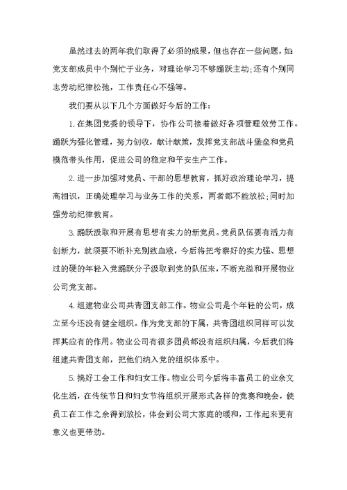 公司党支部工作总结范文