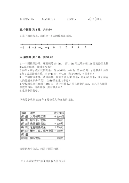 北京市大兴区六年级下册数学期末测试卷审定版.docx