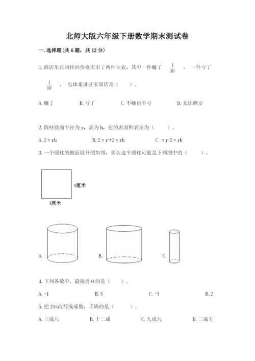 北师大版六年级下册数学期末测试卷1套.docx