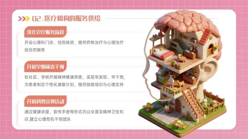 粉色3D立体风世界精神卫生日PPT模板