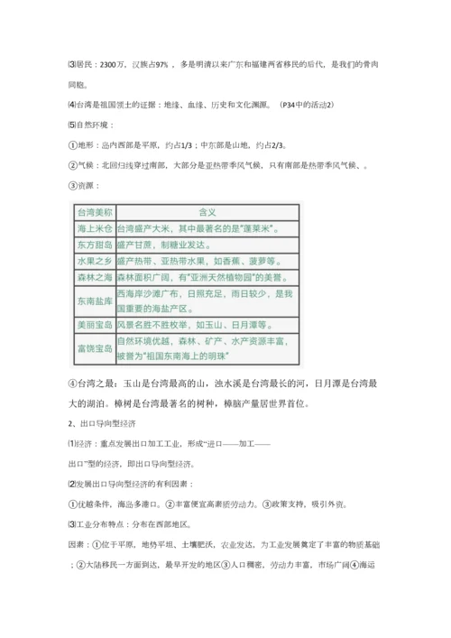 2023年地理八年级下册知识点总结.docx