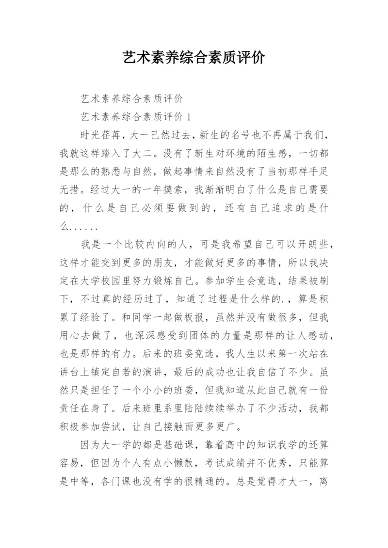 艺术素养综合素质评价.docx