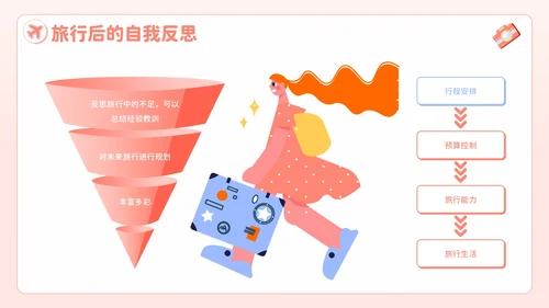 粉色插画风欢乐暑期畅享旅游乐趣PPT模板