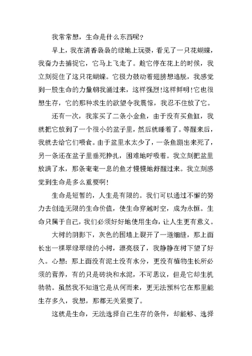 四年级感受生命作文300字