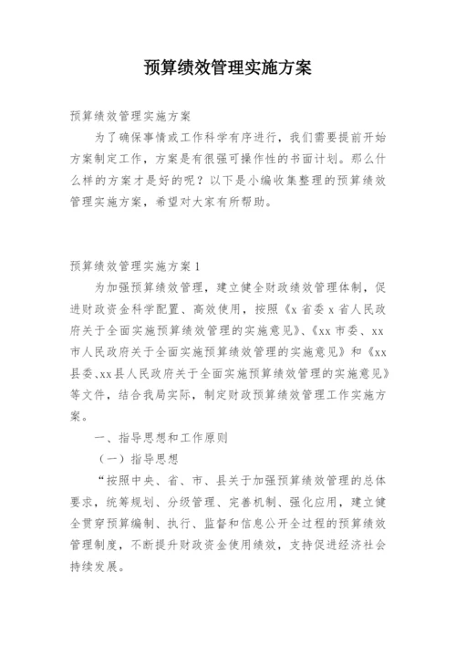 预算绩效管理实施方案.docx