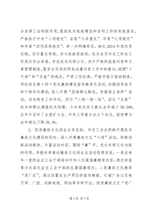 总工会党风廉政建设自查报告.docx