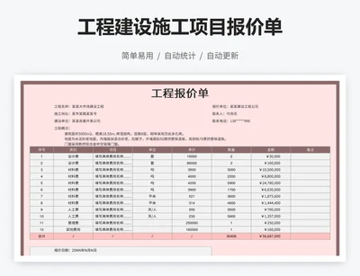 工程建设施工项目报价单