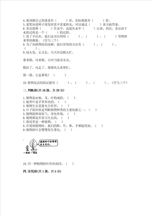 教科版科学一年级上册期末测试卷典型题word版