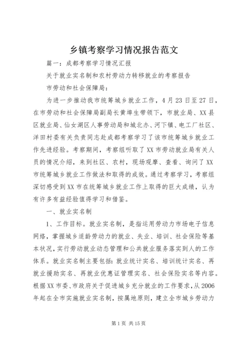 乡镇考察学习情况报告范文.docx