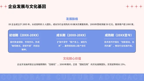 彩色插画风企业文化宣导PPT模板