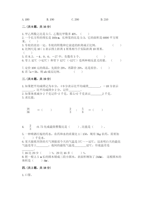 苏教版数学六年级下册试题期末模拟检测卷含完整答案【考点梳理】.docx