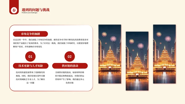 红色新年年终汇报总结PPT模板