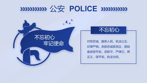 蓝色大气警察年终工作总结述职报告动态PPT模板