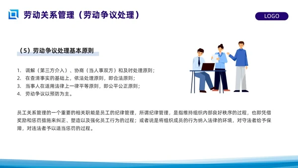 蓝色简约员工关系管理PPT模板宣传PPT动态PPT人才管理