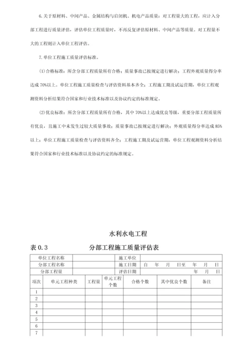 水利水电工程主要验收表格.docx