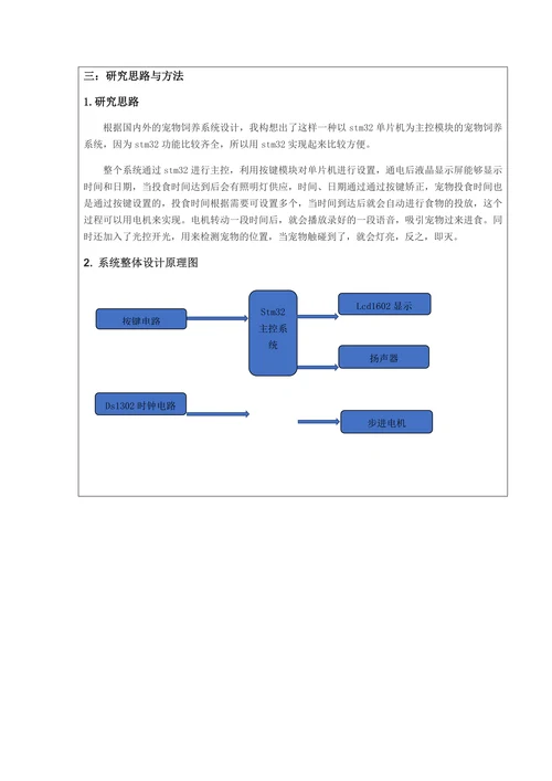 智能宠物喂食系统设计开题报告书