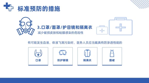 蓝色简约商务医务人员职业暴露院感安全培训课件PPT模板