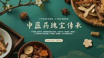 绿色高级中国风中医中药传统文化科普PPT模板